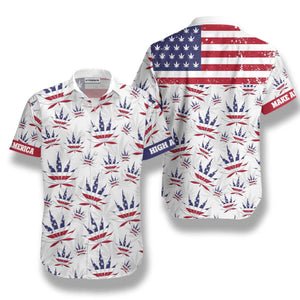 America Marijuana Leaf On White Design Hawaiian Shirt, Hawaiian For Gift