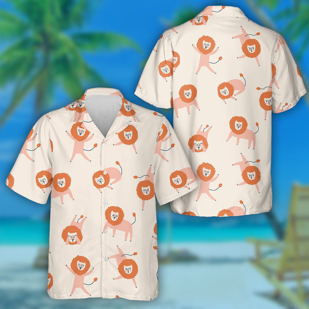 Funny Pink Lions In Different Poses Hawaiian Shirt,Hawaiian Shirt Gift, Christmas Gift