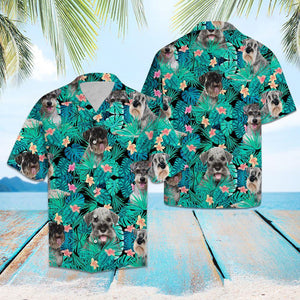 Amazing Schnauzer Tropical Jungle Design Hawaiian Shirt, Hawaiian For Gift