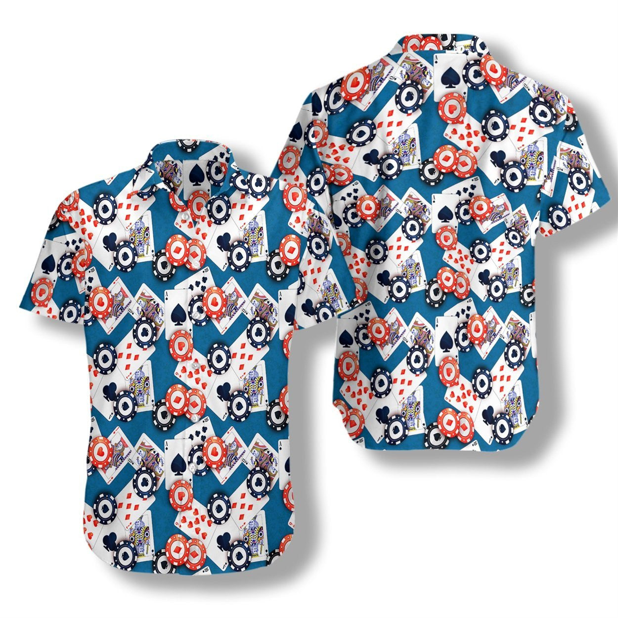 Poker Seamless On Steel Blue Design Hawaiian Shirt,Hawaiian Shirt Gift, Christmas Gift