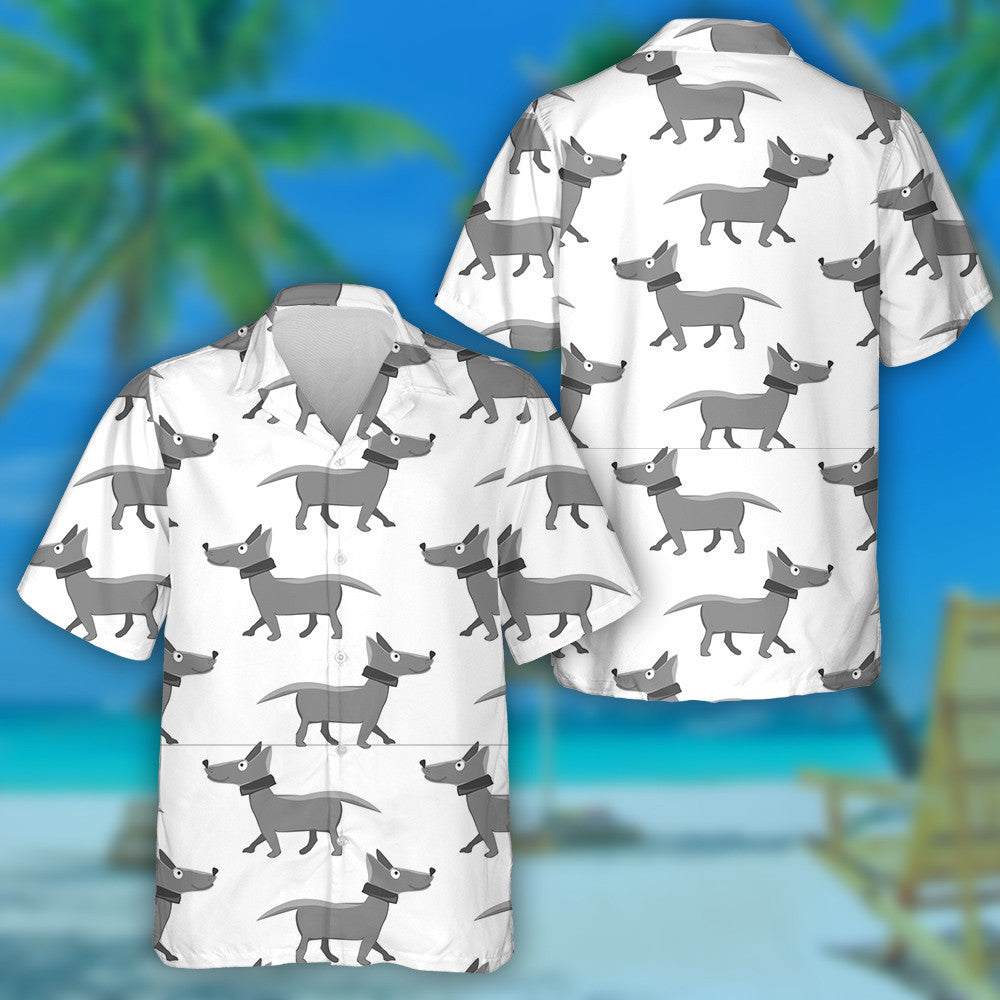 Cartoon Style Wolfs On White Isolated Background Hawaiian Shirt, Hawaiian Shirt Gift, Christmas Gift