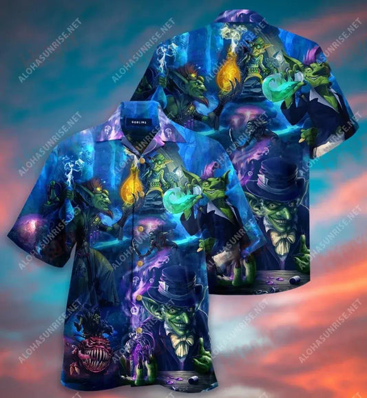 Goblin Witch Short Hawaiian Shirt Summer Aloha Shirt Best Hawaiian Shirts Hawaiian Shirts For Men, Hawaiian Shirt Gift, Christmas Gift