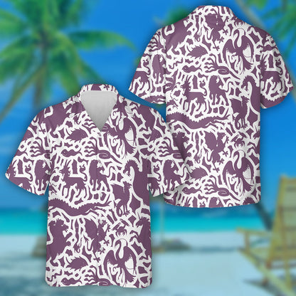 Silhouette Of Mythological Dragon Chimera Phoenix Hawaiian Shirt,Hawaiian Shirt Gift, Christmas Gift