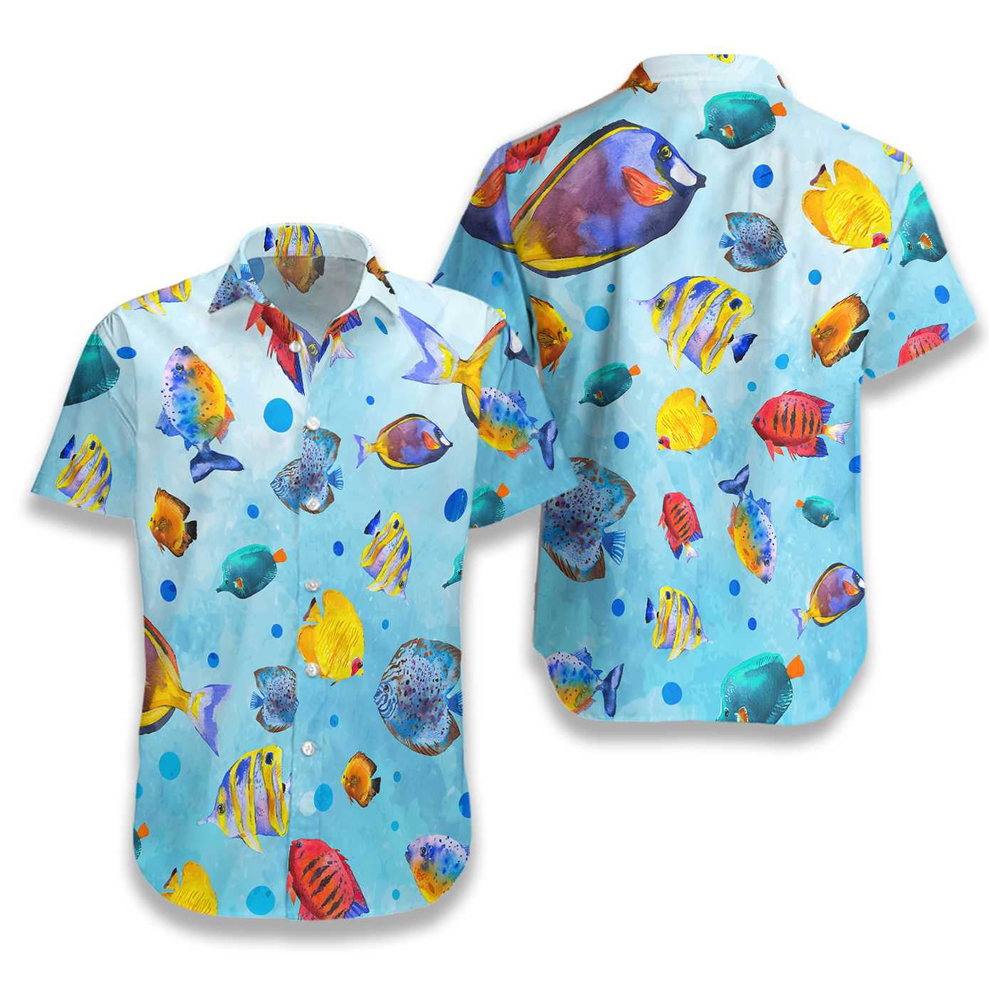 Fish Water Color Pattern V2 Design Hawaiian Shirt,Hawaiian Shirt Gift, Christmas Gift