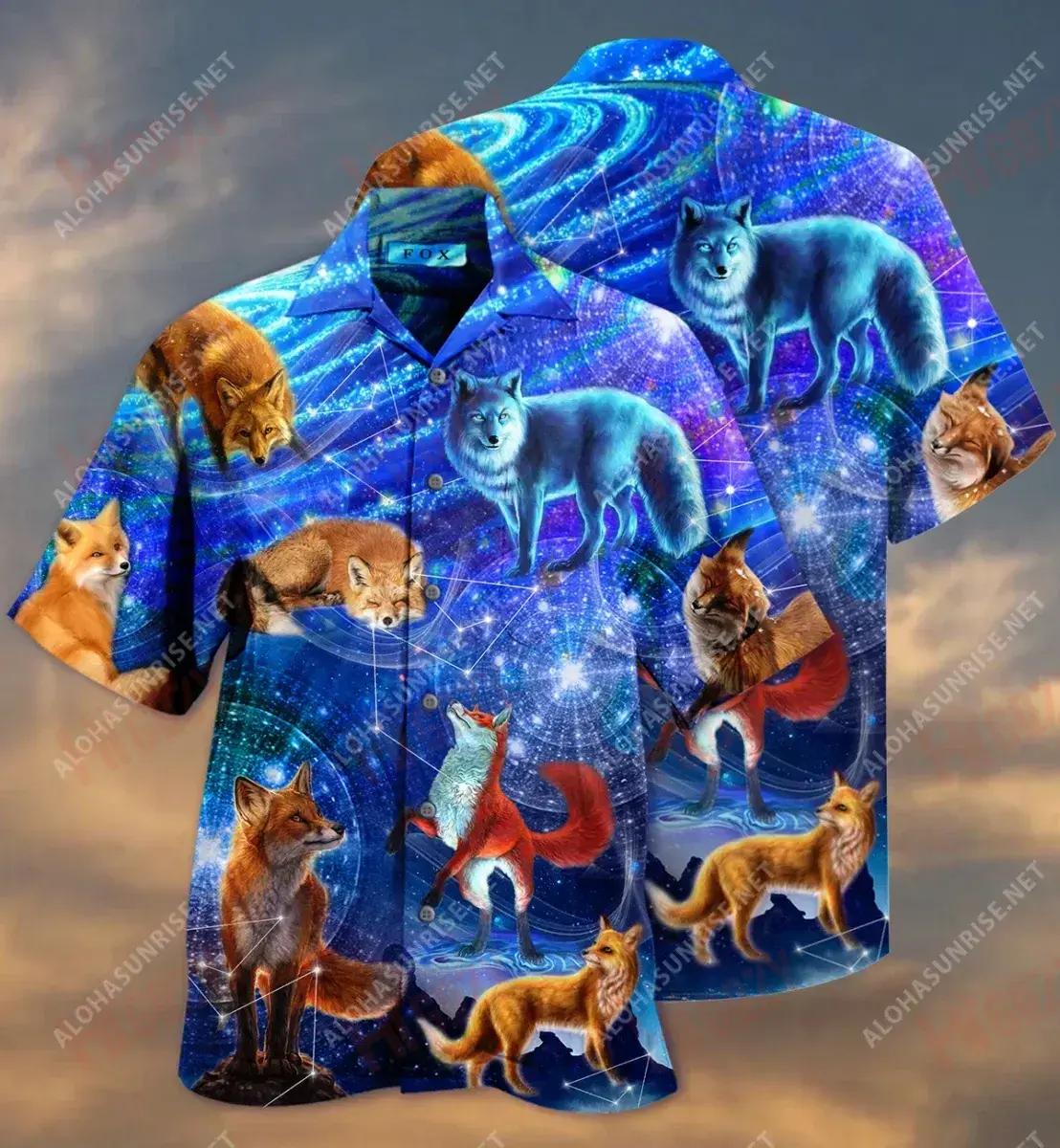 Let'S Fox Bring To You Flying In The Galaxy Short Hawaiian Shirt Vacation Tropical Shirts Tactical Hawaiian Shirt Hawaiian Shirt Pattern, Hawaiian Shirt Gift, Christmas Gift