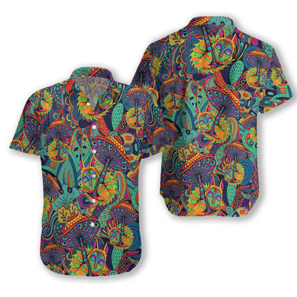 Mushroom Hippie Appealing Design Vivid Color Hawaiian Shirt,Hawaiian Shirt Gift, Christmas Gift