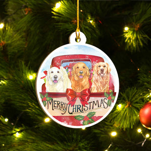 Merry Xmas Golden Retriever Ornament Set, Merry Woofmas Ornament Set, Funny Xmas Ornament Family Gift Idea For Dog Lover