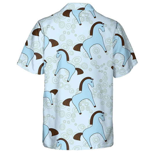 Funny Cartoon Blue Toy Horses And Line Dot Hawaiian Shirt, Hawaiian Shirt Gift, Christmas Gift