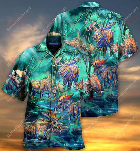 Life Is Better With A Moose Unisex Short Sleeve Shirt Summer Hawaiian T Shirts Hawaiian Crazy Shirts Funny Hawaiian Shirts, Hawaiian Shirt Gift, Christmas Gift