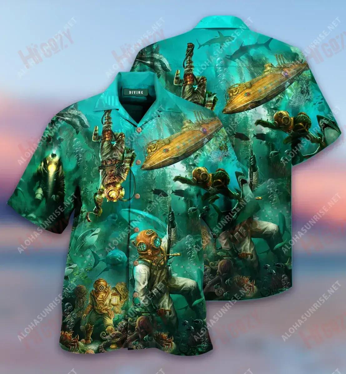 Into The Sea I Go Short Hawaiian Shirt Ocean Short Sleeve Tactical Hawaiian Shirt Hawaiian Shirts For Men, Hawaiian Shirt Gift, Christmas Gift