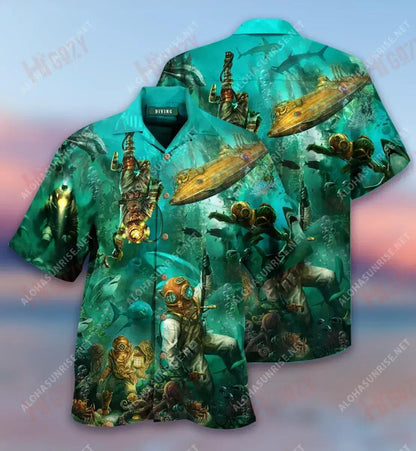 Into The Sea I Go Short Hawaiian Shirt Ocean Short Sleeve Tactical Hawaiian Shirt Hawaiian Shirts For Men, Hawaiian Shirt Gift, Christmas Gift