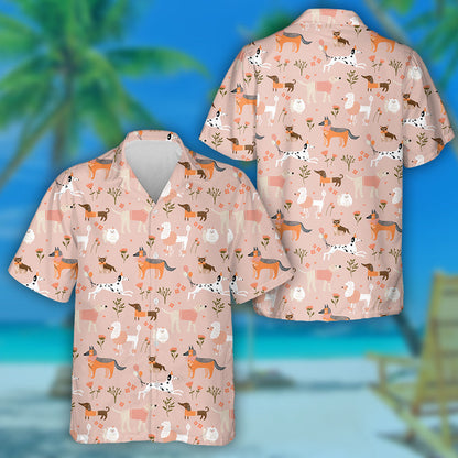 Colorful Dachshunds Dog On Flower Garden Hawaiian Shirt, Hawaiian For Gift
