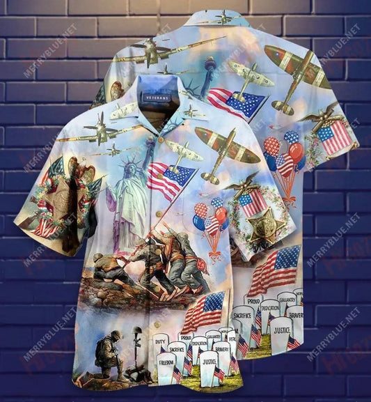 Memorial Veterans American Short Hawaiian Shirt Vacation Tropical Shirts Vintage Hawaiian Shirts Hawaiian Shirts For Women, Hawaiian Shirt Gift, Christmas Gift