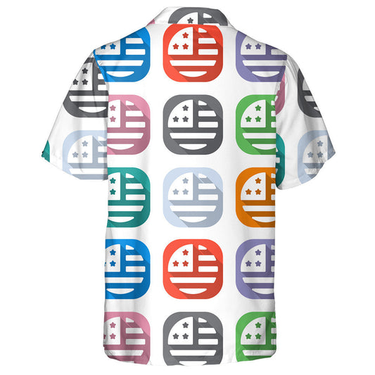 Set Of White Icons On Colored Squares For Applications Hawaiian Shirt, Hawaiian Shirt Gift, Christmas Gift