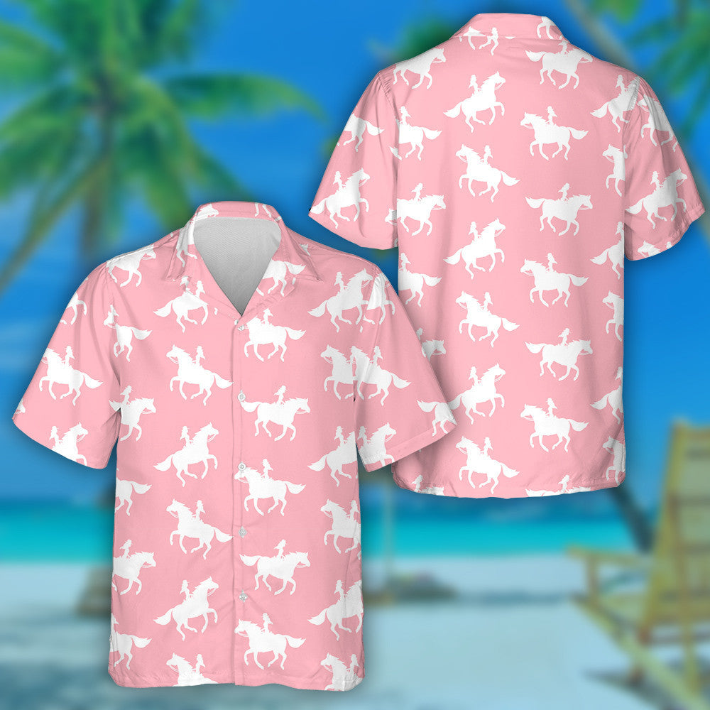 Girl Woman Riding Running Horse Silhouette Hawaiian Shirt, Hawaiian Shirt Gift, Christmas Gift