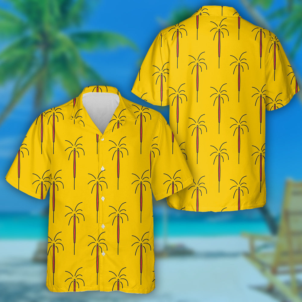Hand Drawn Sparkler Doodle Style On Yellow Background Hawaiian Shirt, Hawaiian Shirt Gift, Christmas Gift