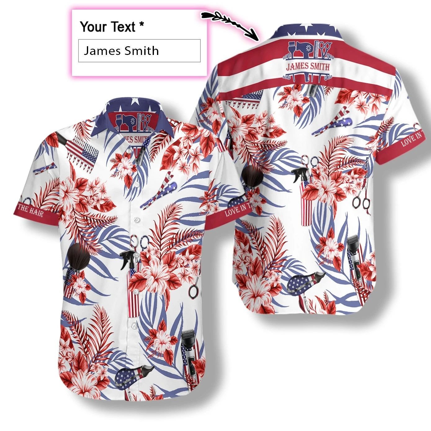 Hairstylist Tropical Flowers Custom Name Hawaiian Shirt,Hawaiian Shirt Gift, Christmas Gift