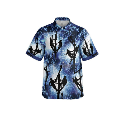 Lineman Red Thunder Storm Hawaiian Shirt, Hawaiian For Gift