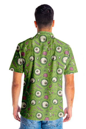 Yellow Green Background Creepy Halloween Zombie Skin Hawaiian Shirt, Hawaiian Shirt Gift, Christmas Gift