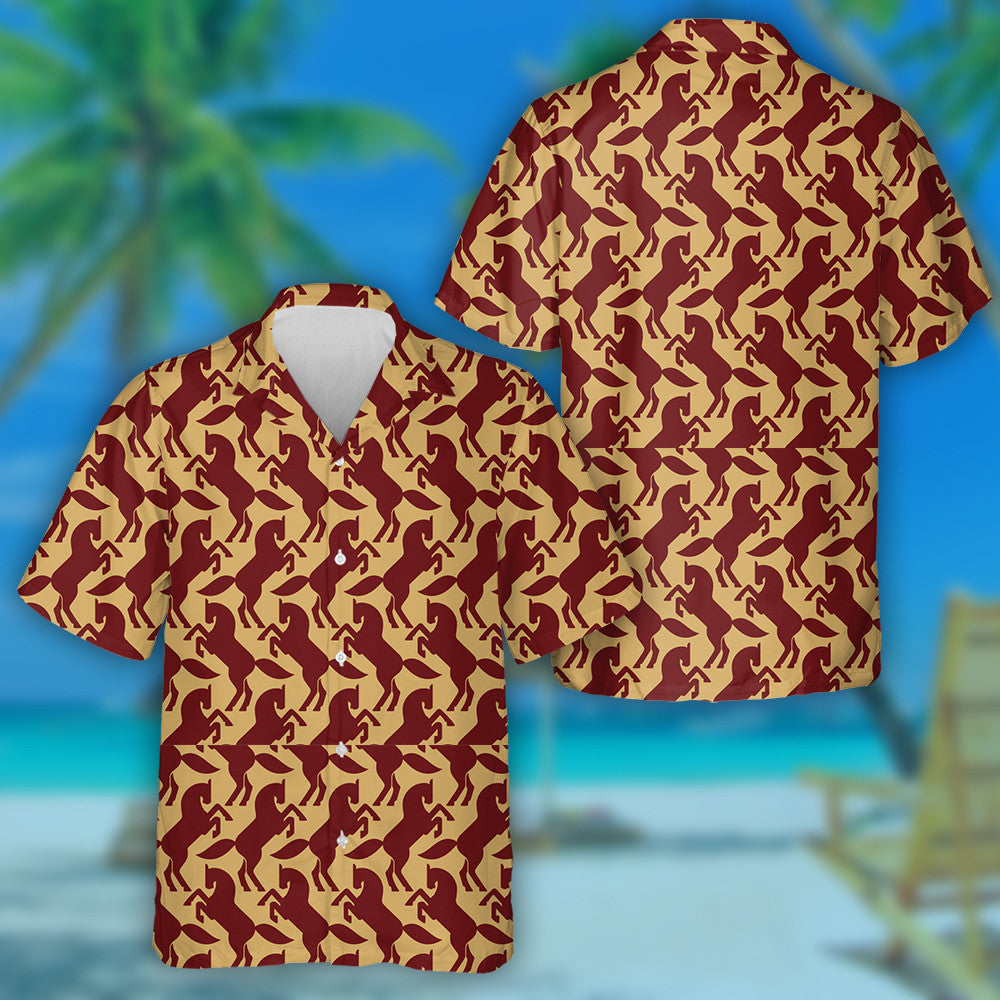 Images Of Standing Horses In Vintage Style Hawaiian Shirt, Hawaiian Shirt Gift, Christmas Gift