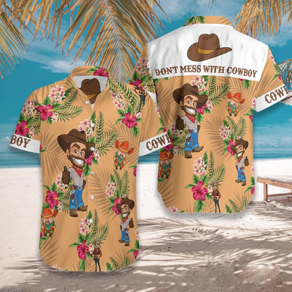 Don't Mess With Cowboy Pattern Hawaiian Shirt, Hawaiian Shirt Gift, Christmas Gift