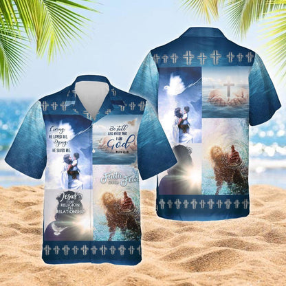 Jesus Saved Me On Dark Blue Design Hawaiian Shirt, Hawaiian Shirt Gift, Christmas Gift
