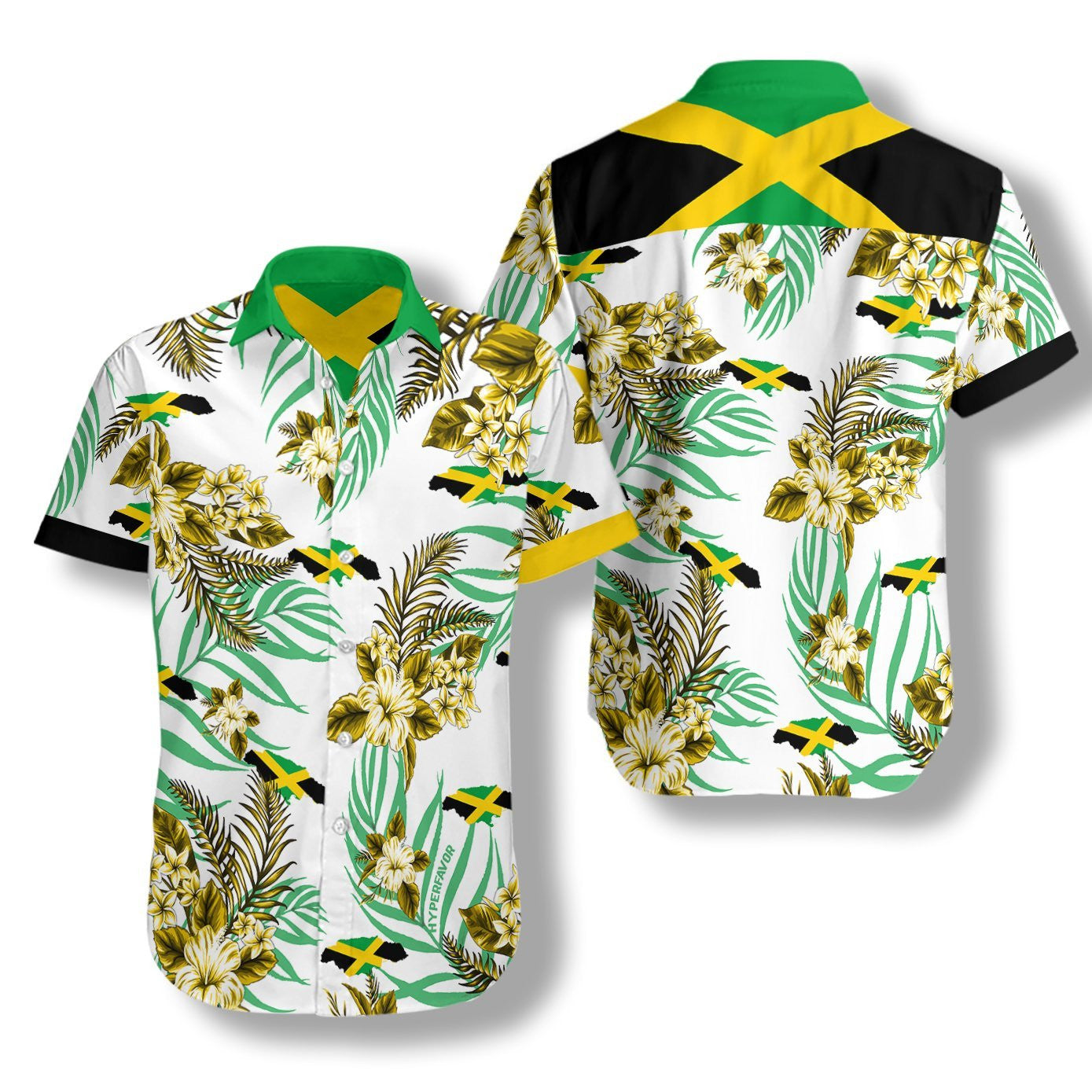 Flag Of Jamaica Proud With Tropical Plants Design Hawaiian Shirt, Hawaiian Shirt Gift, Christmas Gift