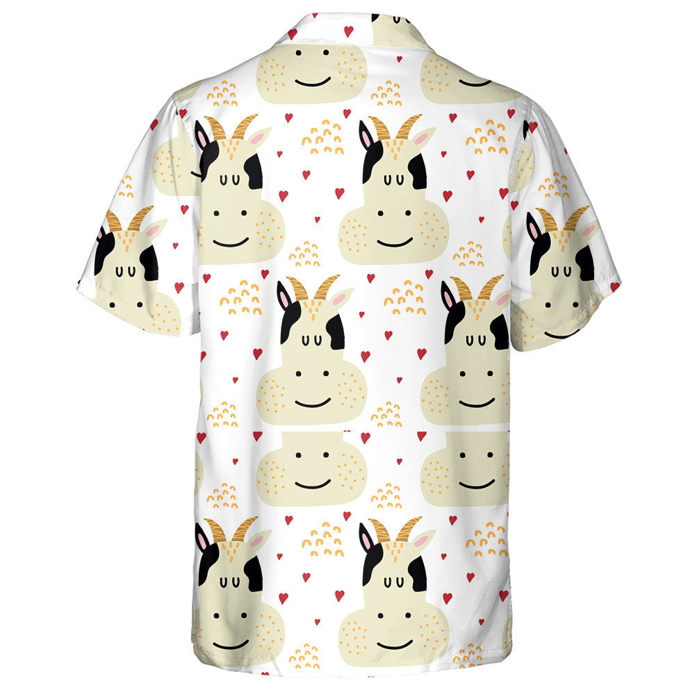 Cow Head And Small Red Heart Hawaiian Shirt,Hawaiian Shirt Gift, Christmas Gift