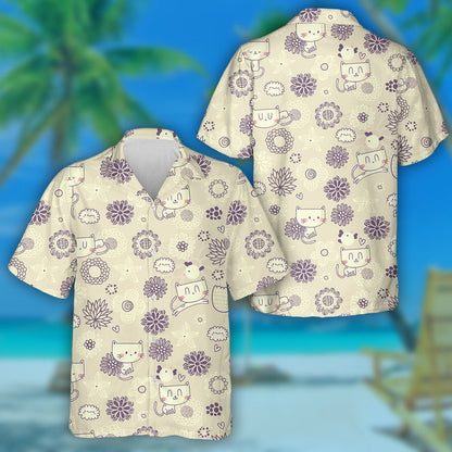 Floral With Funny Cats And Birds Hawaiian Shirt,Hawaiian Shirt Gift, Christmas Gift