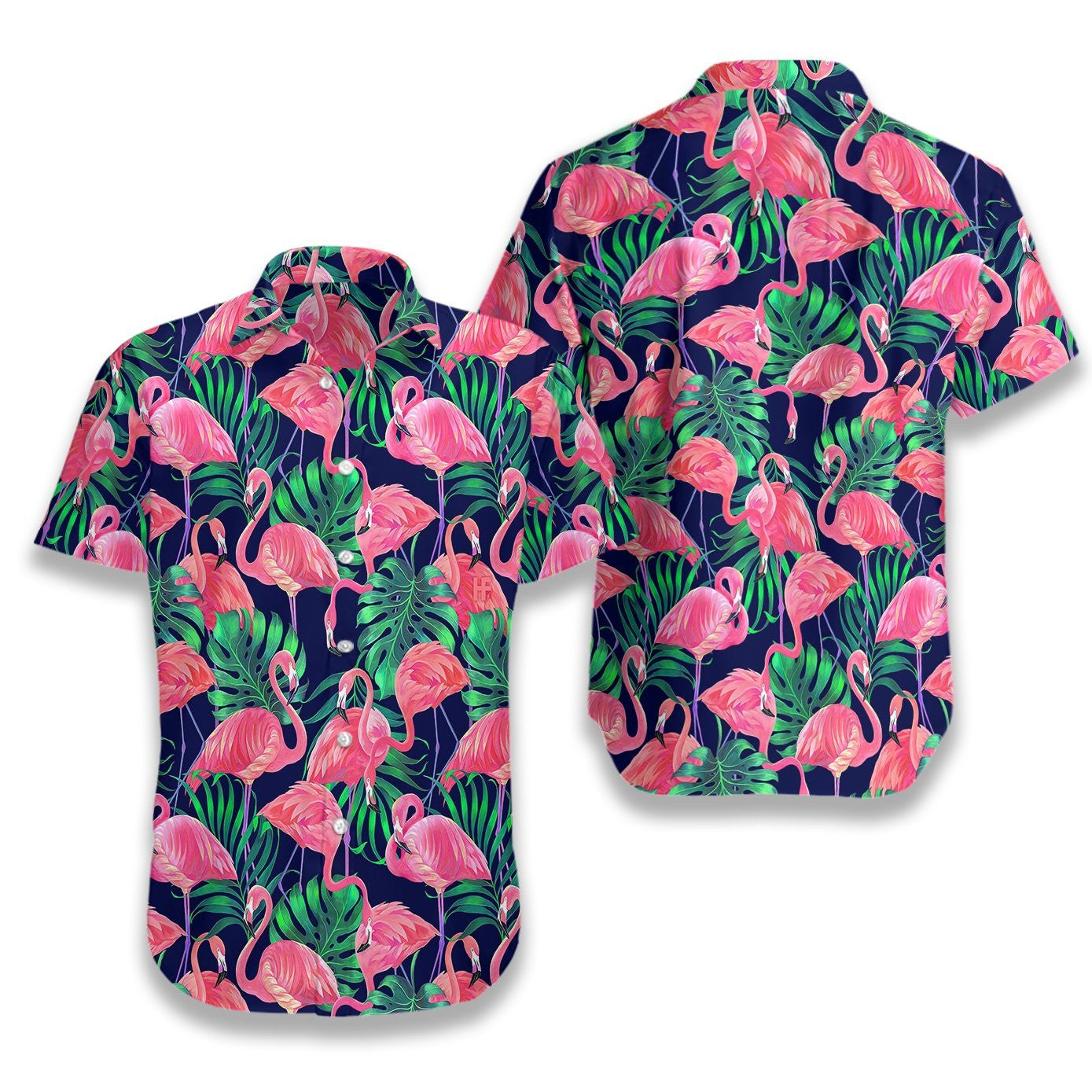 Fauna And Flora Tropical Flamingo Leaves Design Hawaiian Shirt, Hawaiian Shirt Gift, Christmas Gift