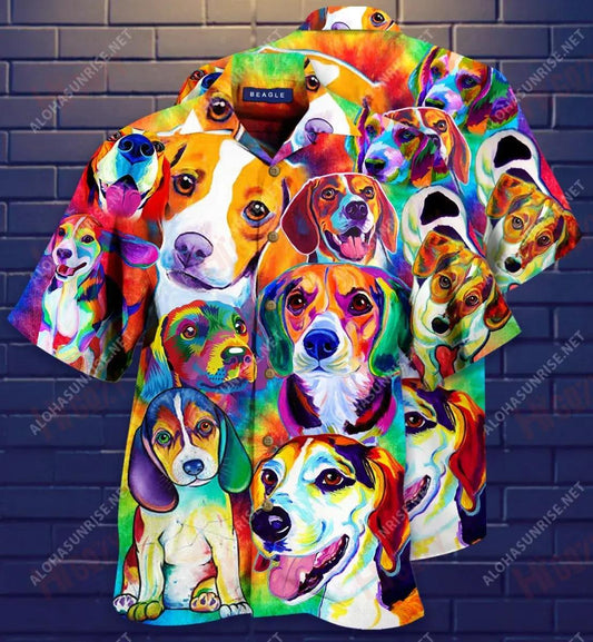 Colorful Beagle Short Hawaiian Shirt Vacation Aloha Shirt Vintage Hawaiian Shirts Hawaiian Shirts For Women, Hawaiian Shirt Gift, Christmas Gift