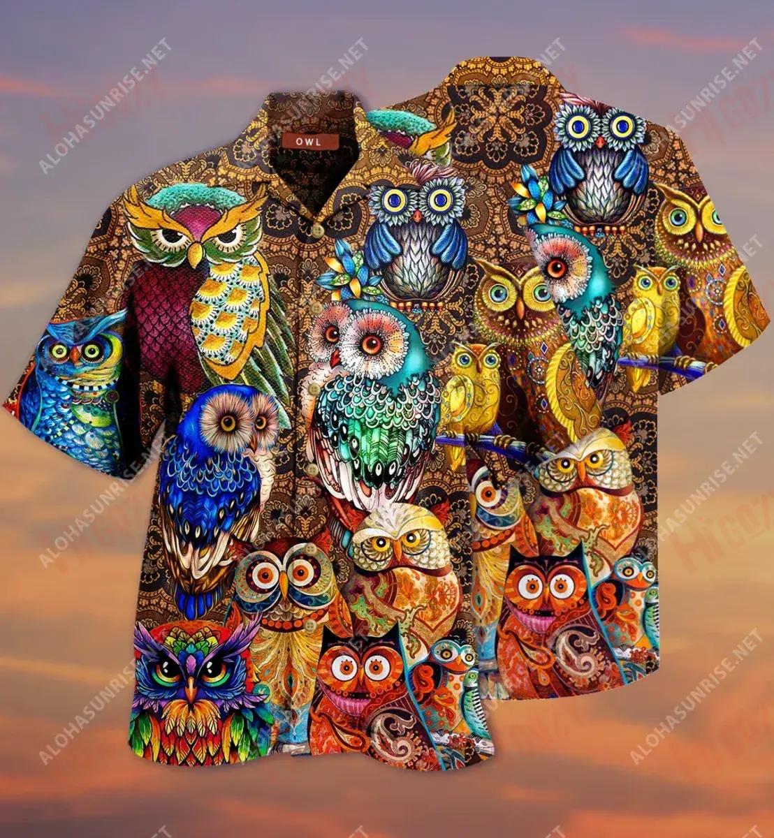 Owls Are So Cool Short Hawaiian Shirt Summer Tropical Shirts Custom Hawaiian Shirts Hawaiian Shirts For Women, Hawaiian Shirt Gift, Christmas Gift