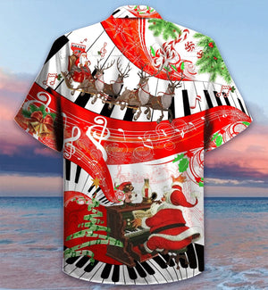 Wild Reindeer And Christmas Piano Design Hawaiian Shirt, Hawaiian Shirt Gift, Christmas Gift