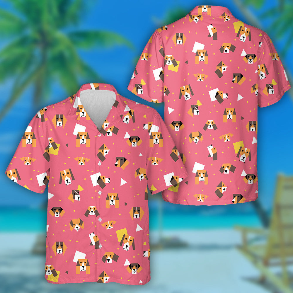 Beagle Dogs Square Triangle In Pink Hawaiian Shirt, Hawaiian For Gift