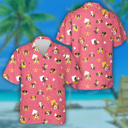 Beagle Dogs Square Triangle In Pink Hawaiian Shirt, Hawaiian For Gift