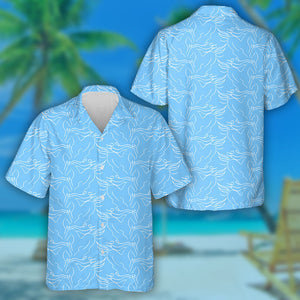 Abstract Horses Outline Drawing On Blue Hawaiian Shirt, Hawaiian Shirt Gift, Christmas Gift