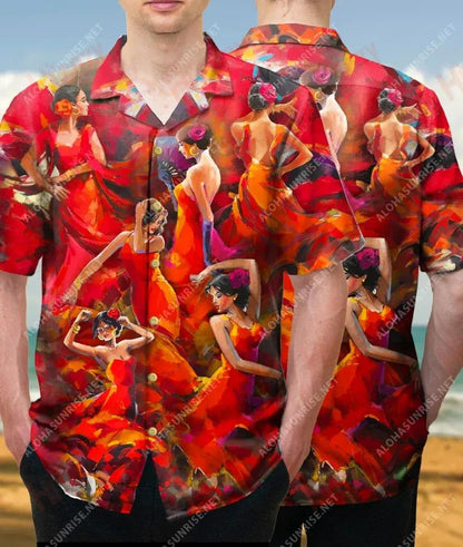Flamenco Dancers Unisex Short Sleeve Shirt Summer Tropical Shirts Hawaiian Crazy Shirts Hawaiian Shirt Pattern_ Hawaiian Shirt Gift, Christmas Gift