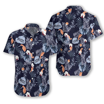 Blue Flower On Blue Background Design Hawaiian Shirt, Hawaiian For Gift