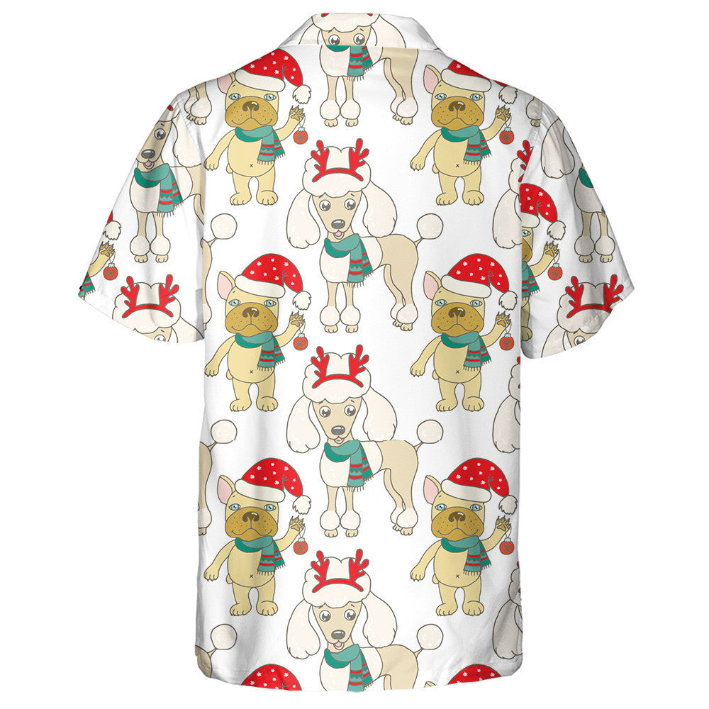 Christmas Cute Poodle Wearing Deer Horn Hawaiian Shirt, Hawaiian Shirt Gift, Christmas Gift.