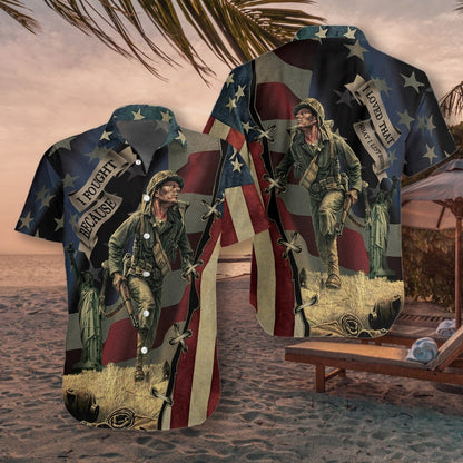 Memories Veteran Seamless Background Design Hawaiian Shirt,Hawaiian Shirt Gift, Christmas Gift
