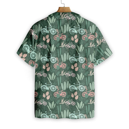 Cycling Tropical On Green Background Design Hawaiian Shirt,Hawaiian Shirt Gift, Christmas Gift
