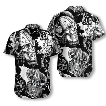 Seamless Pattern Skull In Viking Helmets Design Hawaiian Shirt, Hawaiian Shirt Gift, Christmas Gift