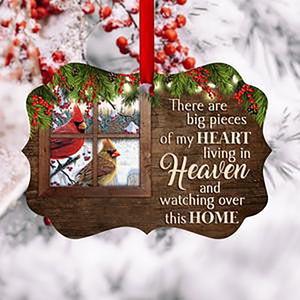 A Big Piece Of My Heart Lives In Heaven - Personalized Memorial Cardinal Bird Aluminium Ornament, Christmas Gift, Christmas Decoration