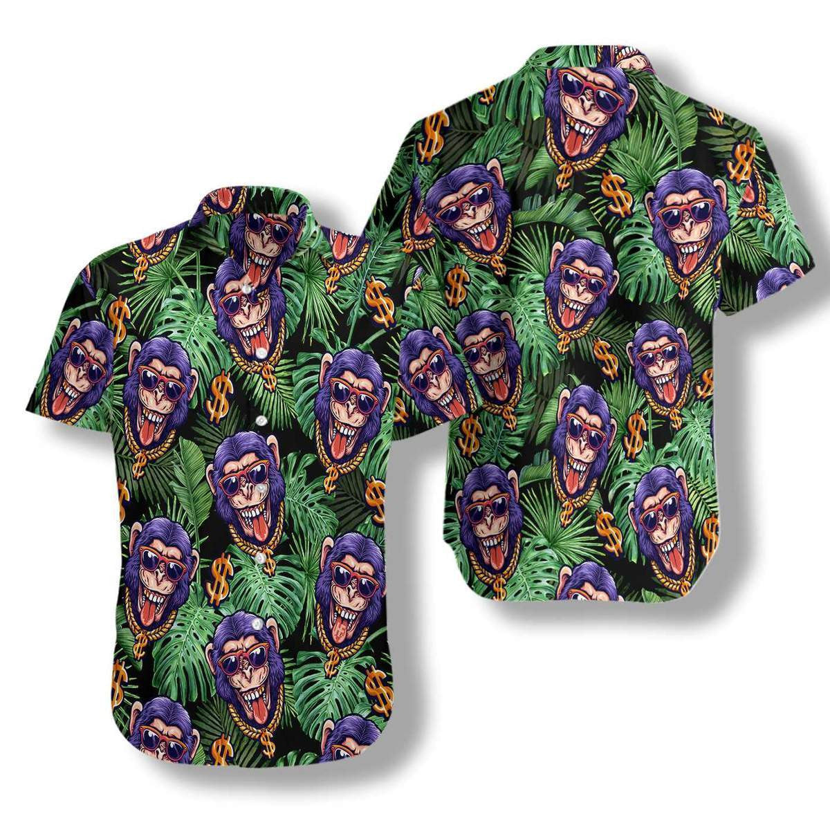 Tropical Millionaire Monkey Awesome Background Design Hawaiian Shirt,Hawaiian Shirt Gift, Christmas Gift