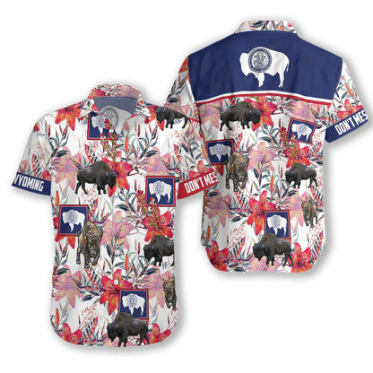 Wyoming Bison And Indian Paintbrush Alluring Design Hawaiian Shirt, Hawaiian Shirt Gift, Christmas Gift