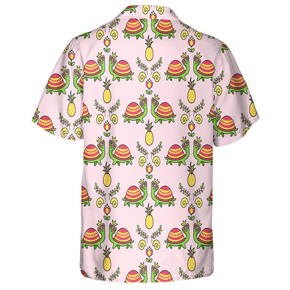 Turtle And Fish On A White Polka Dot Background Hawaiian Shirt, Hawaiian Shirt Gift, Christmas Gift