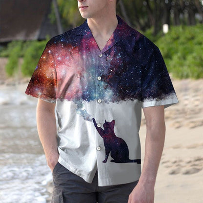 Awesome Cat Dream About Galaxy Space Themed Pattern Hawaiian Shirt, Hawaiian Shirt Gift, Christmas Gift