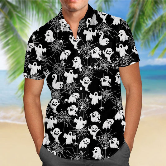 Black And White Halloween Crazy Ornamental Hawaiian Shirt, Hawaiian For Gift
