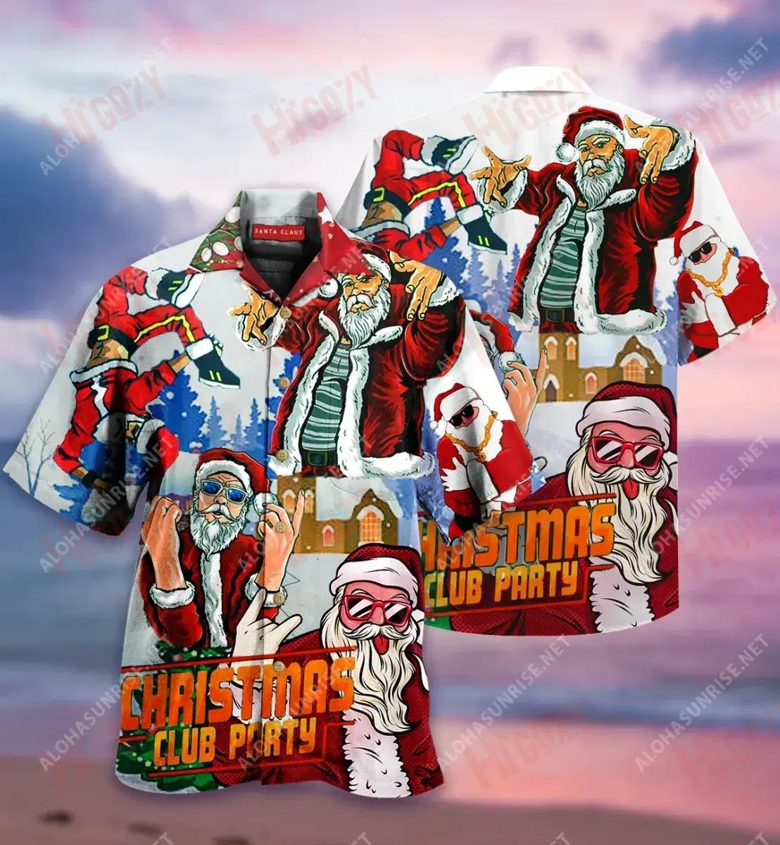 Santa Dances Like A Star Unisex Hawaiian Shirt Vacation Short Sleeve Custom Hawaiian Shirts Hawaiian Shirt Pattern, Hawaiian Shirt Gift, Christmas Gift