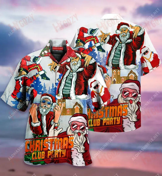 Santa Dances Like A Star Unisex Hawaiian Shirt Vacation Short Sleeve Custom Hawaiian Shirts Hawaiian Shirt Pattern, Hawaiian Shirt Gift, Christmas Gift